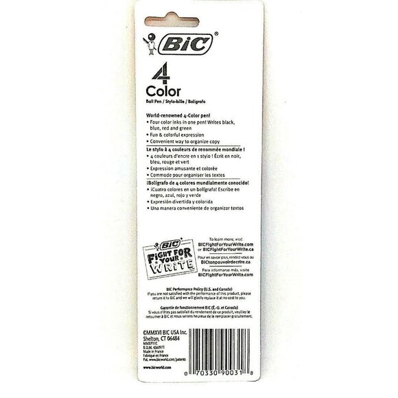 BIC® 4-Color Retractable Ballpoint Pen Medium New - Picture 2 of 2